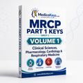 Premium updated visual colour-coded MRCP Part 1 Keys Volume 1 covering clinical sciences, pharmacology, cardiology and respiratory medicine