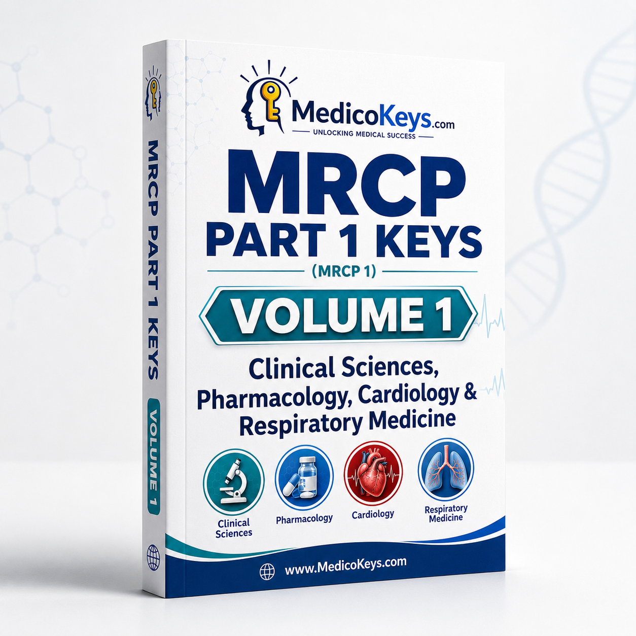 Premium updated visual colour-coded MRCP Part 1 Keys Volume 1 covering clinical sciences, pharmacology, cardiology and respiratory medicine