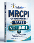 MRCPI Part I Volume 1 MedicoKeys eBook covering Core Clinical Medicine and Medical Foundations with updated high-yield, color-coded, exam-focused study notes, revision points and SBA preparation for MRCPI Ireland.