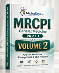 MRCPI Part I Volume 2 MedicoKeys eBook covering Applied Medicine, Emergencies and SBA Mastery with updated high-yield, color-coded revision notes, clinical reasoning and exam-focused MRCPI Ireland preparation.
