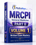 MRCPI Part II Volume 1 MedicoKeys eBook for Written Exam Mastery with updated high-yield, color-coded study notes, clinical reasoning, diagnosis, management, revision points and SBA preparation for MRCPI Ireland.