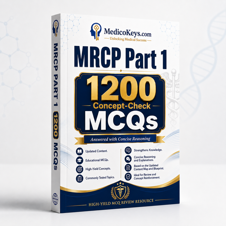 Premium updated MRCP Part 1 1200 Concept-Check MCQs eBook with answers, concise reasoning, color-coded explanations and high-yield exam-focused review