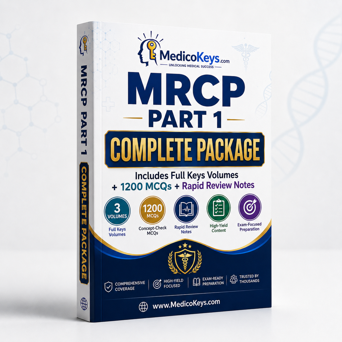 Complete premium updated visual color-coded MRCP Part 1 package with 5 eBooks, three Keys volumes, 1200 Concept-Check MCQs and Rapid Review Notes