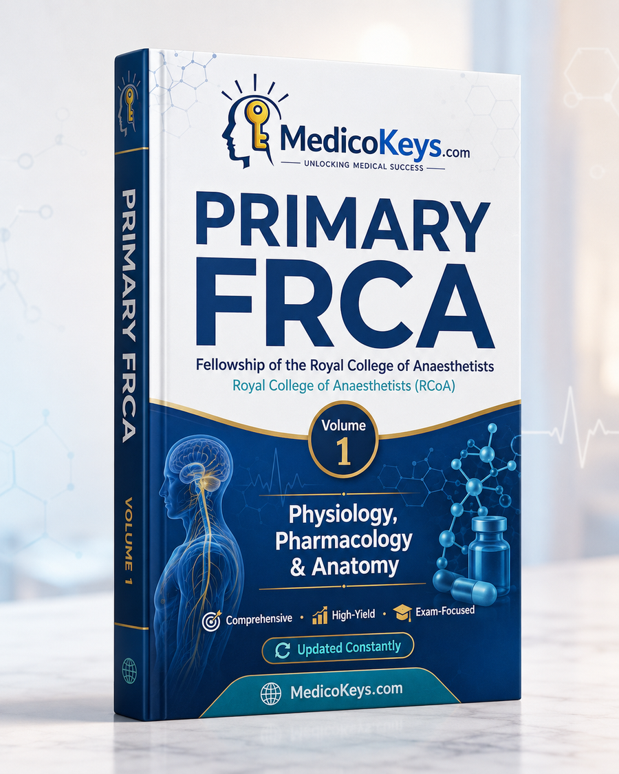 Primary FRCA Volume 1 premium updated color-coded eBook covering Physiology, Pharmacology and Applied Anatomy for RCoA exam preparation