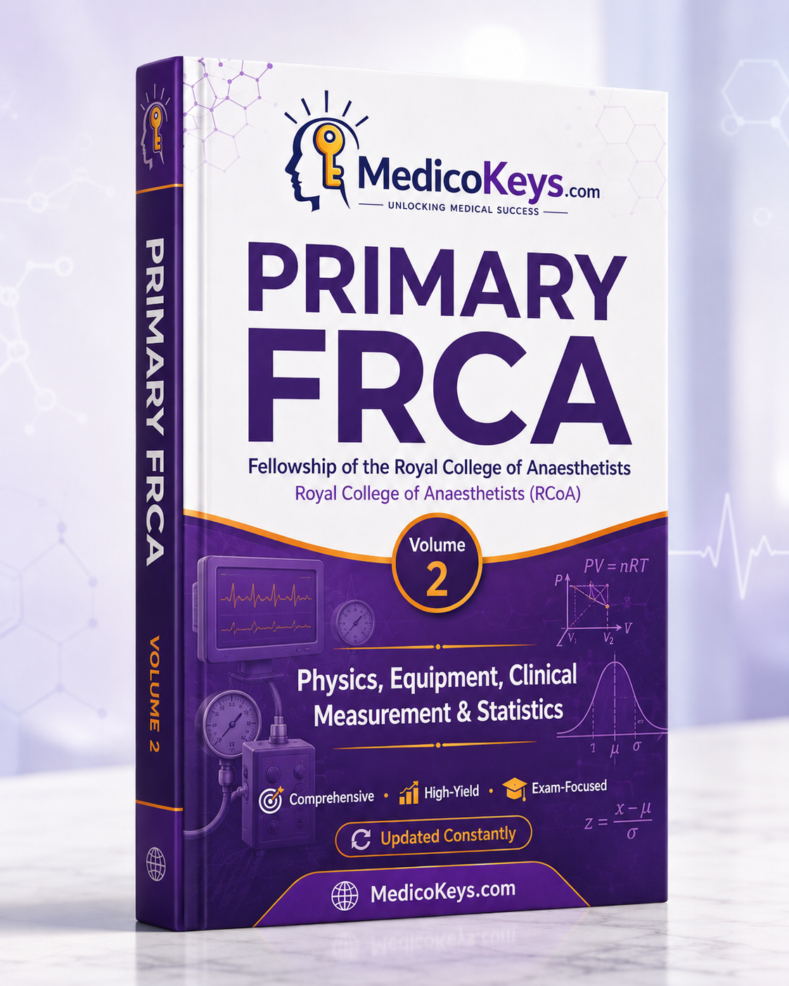 Primary FRCA Volume 2 premium updated color-coded eBook covering Physics, Anaesthetic Equipment, Clinical Measurement and Statistics for RCoA exam preparation