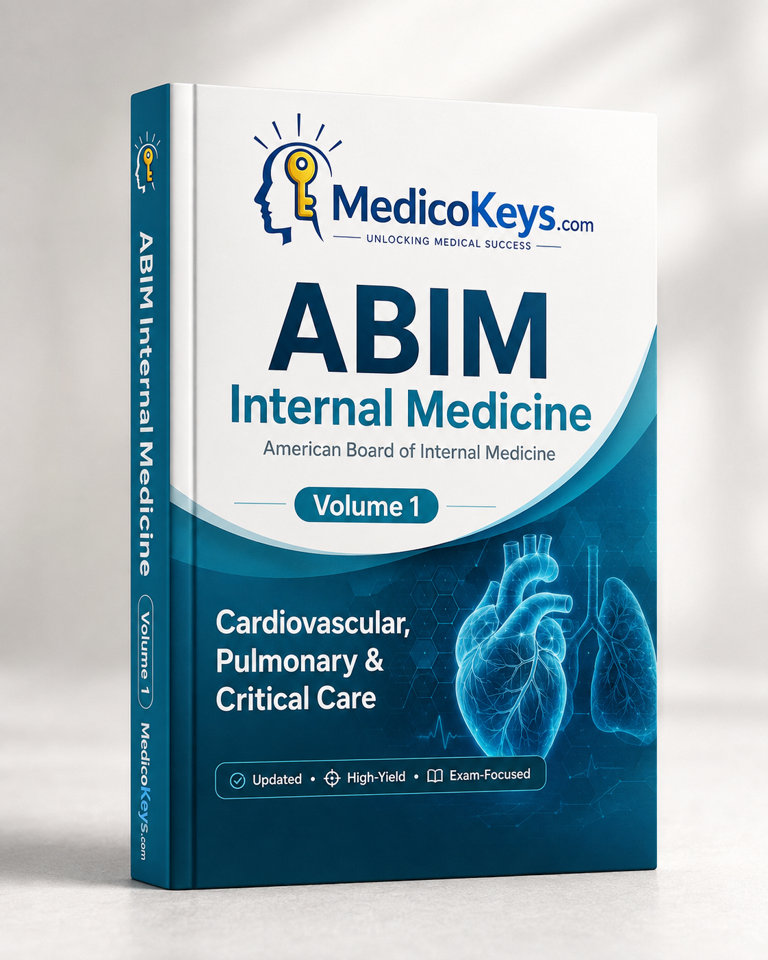 MedicoKeys ABIM Internal Medicine Volume 1 eBook cover – Cardiovascular, Pulmonary & Critical Care