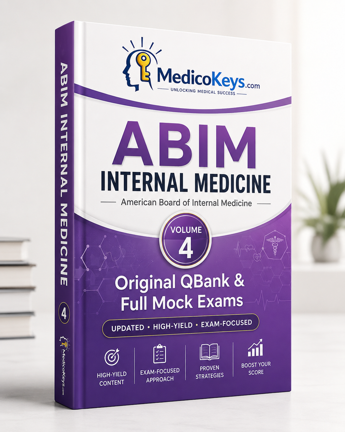 MedicoKeys ABIM Internal Medicine Volume 4 eBook cover – Original QBank & Full Mock Exams