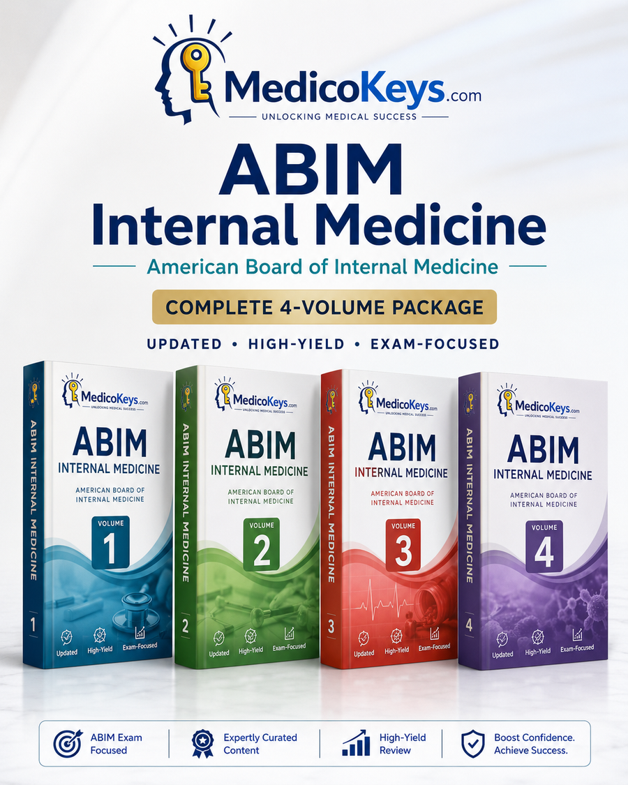 MedicoKeys ABIM Internal Medicine Complete 4-Volume eBook Package with Original QBank and Full Mock Exams