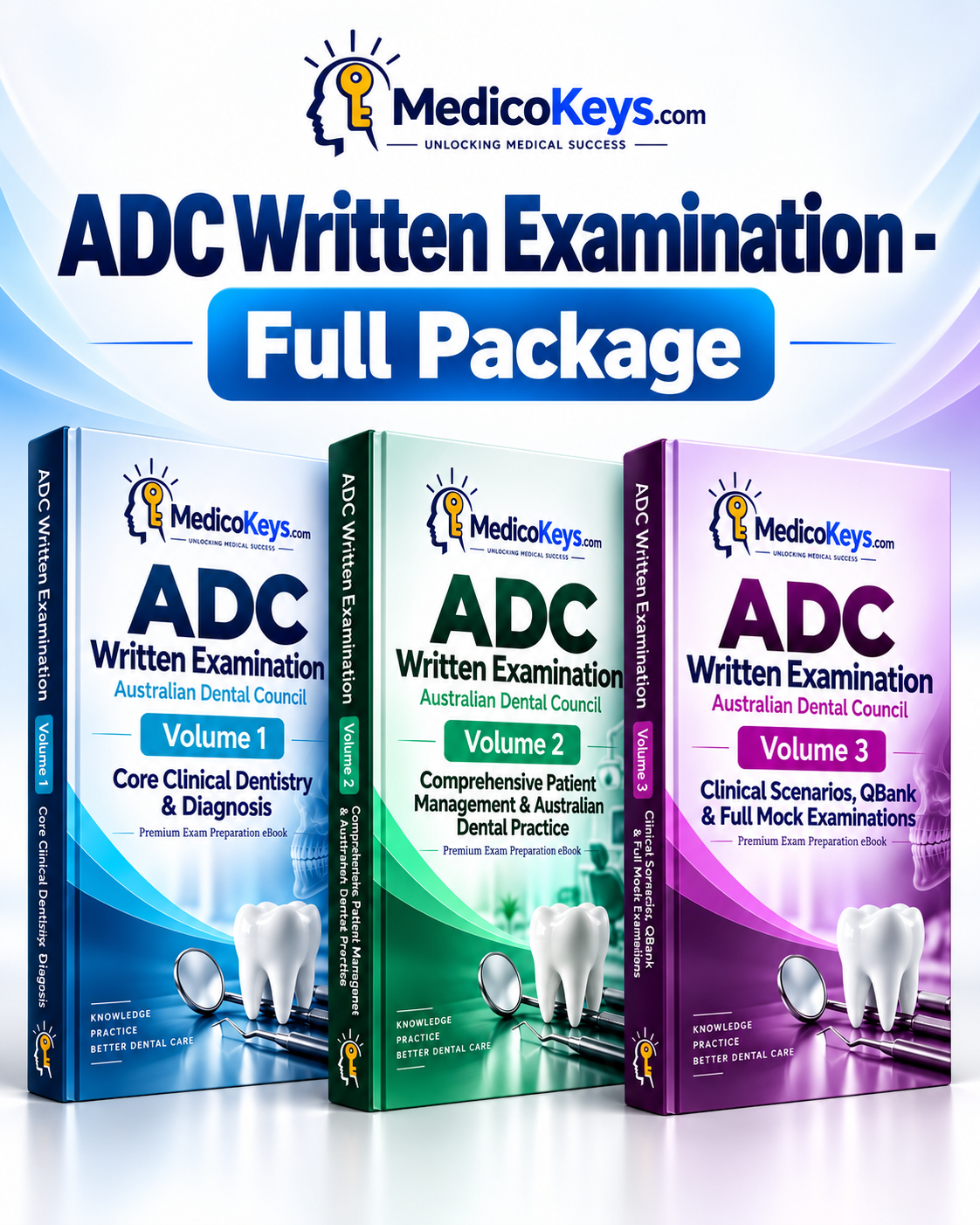 ADC Written Examination Complete 3-Volume Package – Australian Dental Council premium exam preparation eBooks
