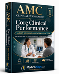 MedicoKeys AMC Clinical Examination Volume 1 eBook cover – Core Clinical Performance, Adult Medicine and General Practice exam preparation.