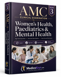MedicoKeys AMC Clinical Examination Volume 3 eBook cover – Women’s Health, Paediatrics and Mental Health clinical exam preparation.