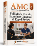 MedicoKeys AMC Clinical Examination Volume 4 eBook cover – Full Mock Circuits, Examiner Checklists and Rapid Review for AMC Clinical preparation.