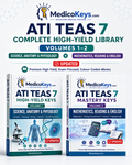 MedicoKeys ATI TEAS 7 Complete High-Yield Library featuring Volume 1 Science, Anatomy and Physiology and Volume 2 Mathematics, Reading and English eBooks