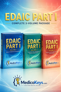 EDAIC Part I Complete 3-Volume Package by MedicoKeys, a premium updated, high-yield, color-coded and exam-focused eBook library covering Basic Sciences, Physiology, Pharmacology, Clinical Anaesthesia, Intensive Care, Emergencies, embedded key notes and EDAIC-style MTF practice.