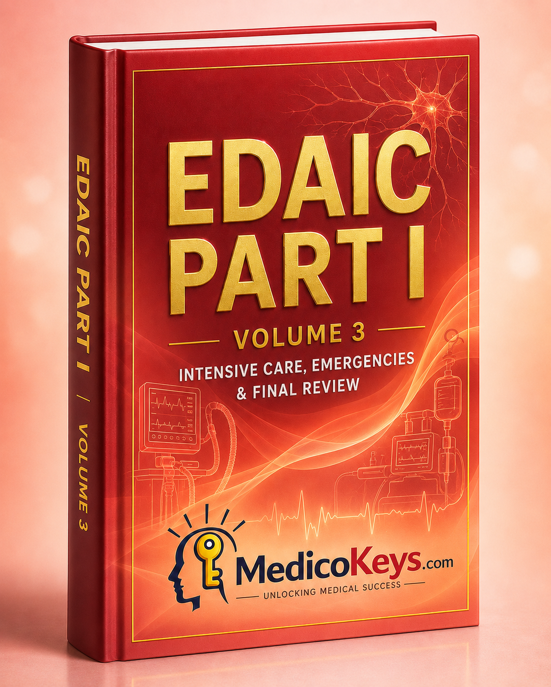 EDAIC Part I Volume 3 Intensive Care, Emergencies & Final Review premium eBook by MedicoKeys, updated, high-yield, color-coded and exam-focused, covering critical care, resuscitation, anaesthetic emergencies, key notes, rapid review and EDAIC-style MTF practice.