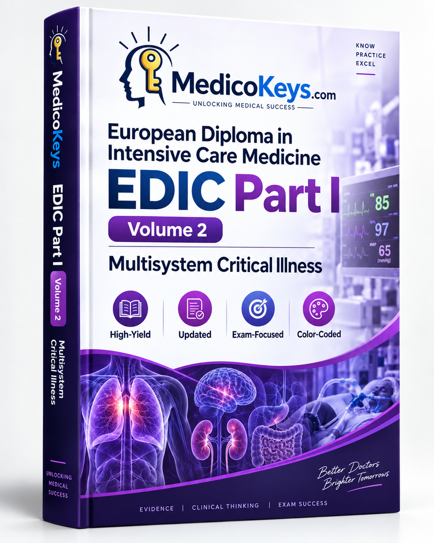 EDIC Part I Volume 2 MedicoKeys eBook – multisystem critical illness, renal, neurological and emergency ICU preparation