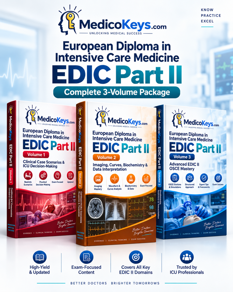 MedicoKeys EDIC Part II complete 3-volume premium eBook package for intensive care medicine exam preparation