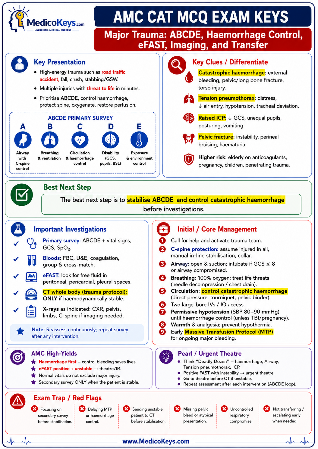 AMC CAT MCQ free sample 10 showing updated high-yield visual and color-coded exam-focused revision from MedicoKeys