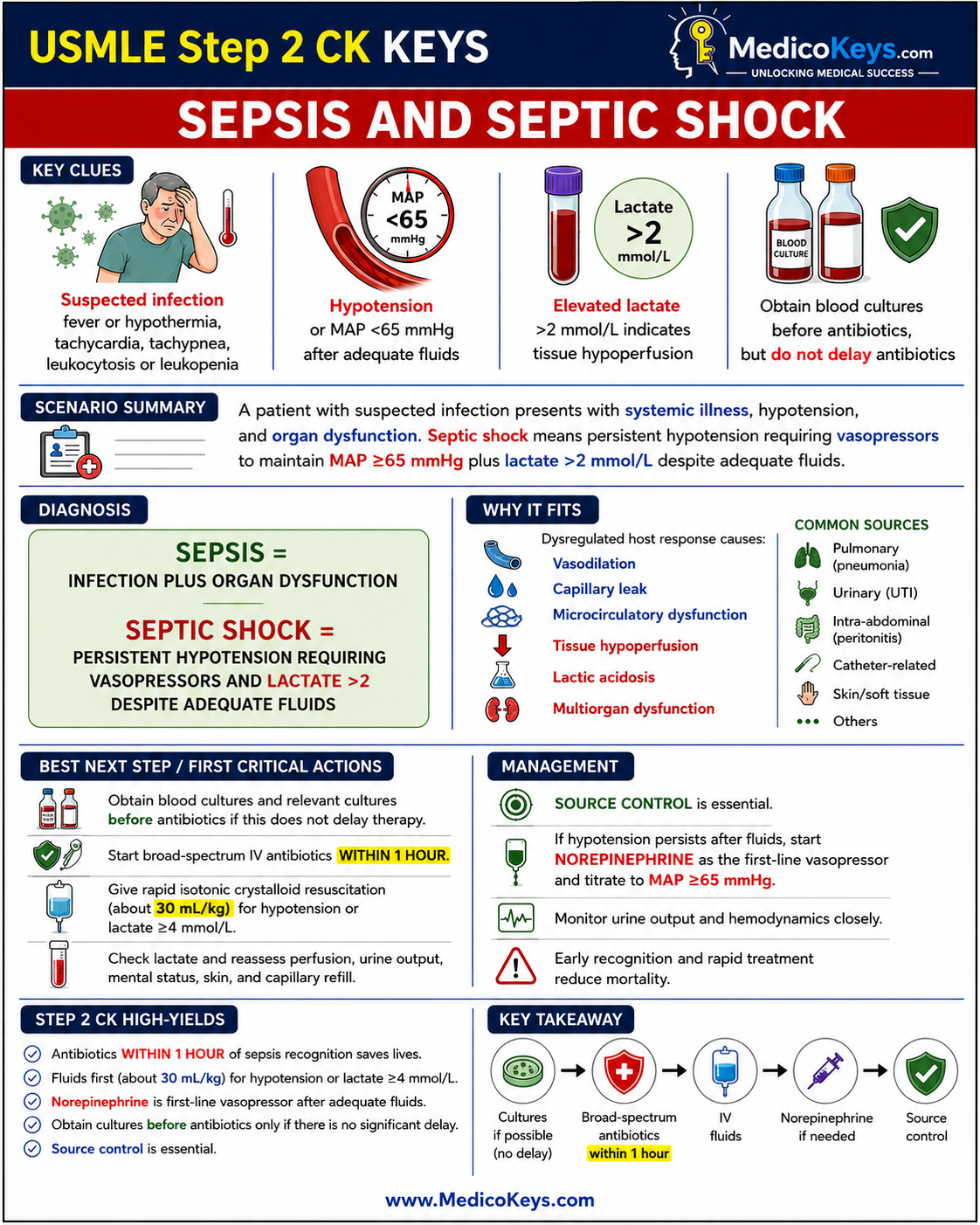 USMLE Step 2 CK free sample 3 showing premium visual color-coded clinical revision from MedicoKeys