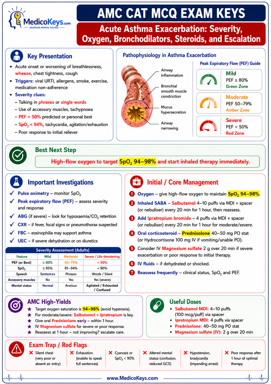 AMC CAT MCQ free sample 4 showing updated high-yield visual and color-coded exam-focused revision from MedicoKeys