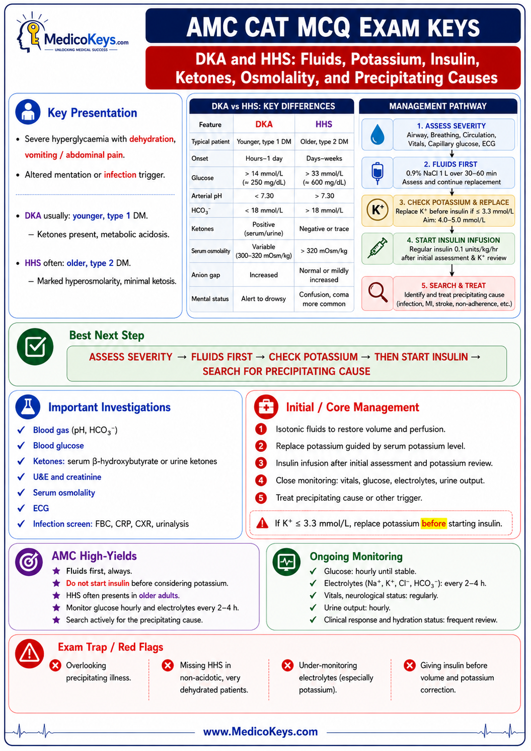 AMC CAT MCQ free sample 6 showing updated high-yield visual and color-coded exam-focused revision from MedicoKeys
