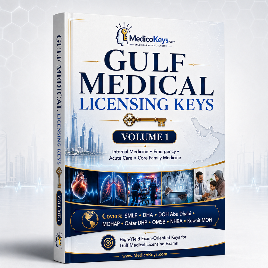 Gulf Medical Licensing Exams Keys Volume 1 — updated high-yield visual and color-coded eBook for SMLE, DHA, DOH Abu Dhabi, MOHAP, Qatar DHP, OMSB, NHRA and Kuwait MOH preparation