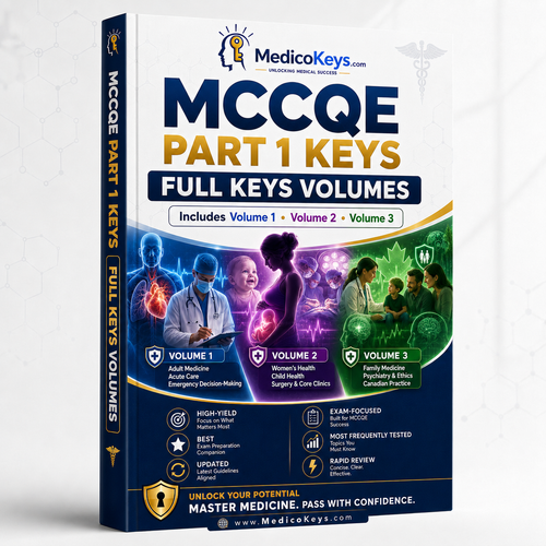 Complete premium MedicoKeys MCCQE Part I Keys Collection with Volumes 1 to 3 covering comprehensive Canadian medical exam revision