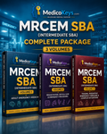 MRCEM SBA (Intermediate) Complete 3-Volume Package by MedicoKeys featuring premium updated, high-yield, color-coded, exam-focused eBooks covering Adult Emergency Medicine, Resuscitation, Critical Care, Emergency Procedures, Trauma, Paediatrics and Complex Situations with key notes, SBA practice and timed mocks.