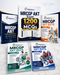 Full package product image of MedicoKeys MRCGP AKT exam study material, showing five realistic books attractively arranged in a premium 3D display: Volume 1 Adult Primary Care Medicine, Volume 2 Women, Children, Mental Health, MSK, Skin and Common GP Clinics, Volume 3 Prescribing, Prevention, Evidence, Statistics, Ethics, Admin and UK Primary Care Systems, Rapid Review Notes, and 1200 Concept-Check MCQs answered with concise reasoning. Updated, high-yield, color-coded, exam-focused revision notes and MCQs o