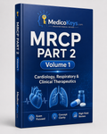 MRCP Part 2 Volume 1 MedicoKeys eBook covering Cardiology, Respiratory Medicine and Clinical Therapeutics with updated high-yield, color-coded, exam-focused study notes and SBA revision.
