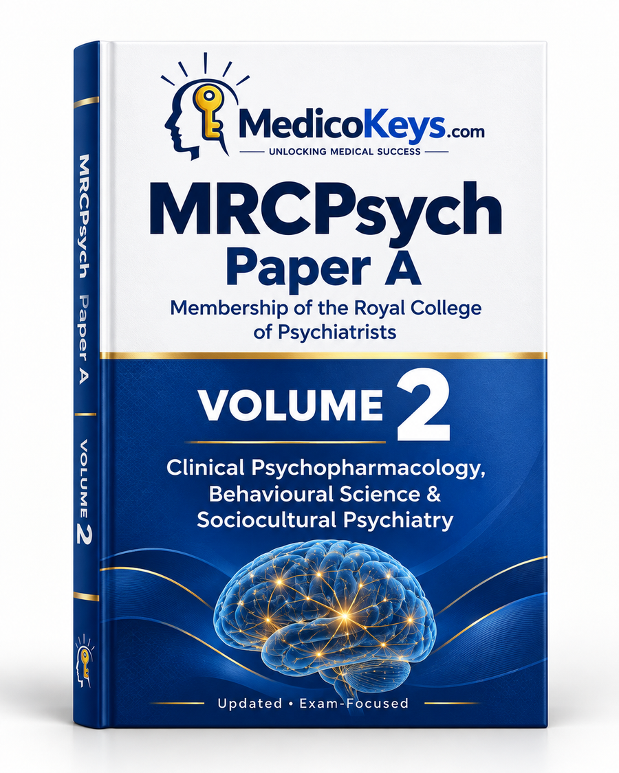 MedicoKeys MRCPsych Paper A Volume 2 Clinical Psychopharmacology, Behavioural Science and Sociocultural Psychiatry eBook cover
