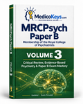 MedicoKeys MRCPsych Paper B Volume 3 eBook cover for Critical Review, Evidence-Based Psychiatry, statistics, research methods and exam preparation