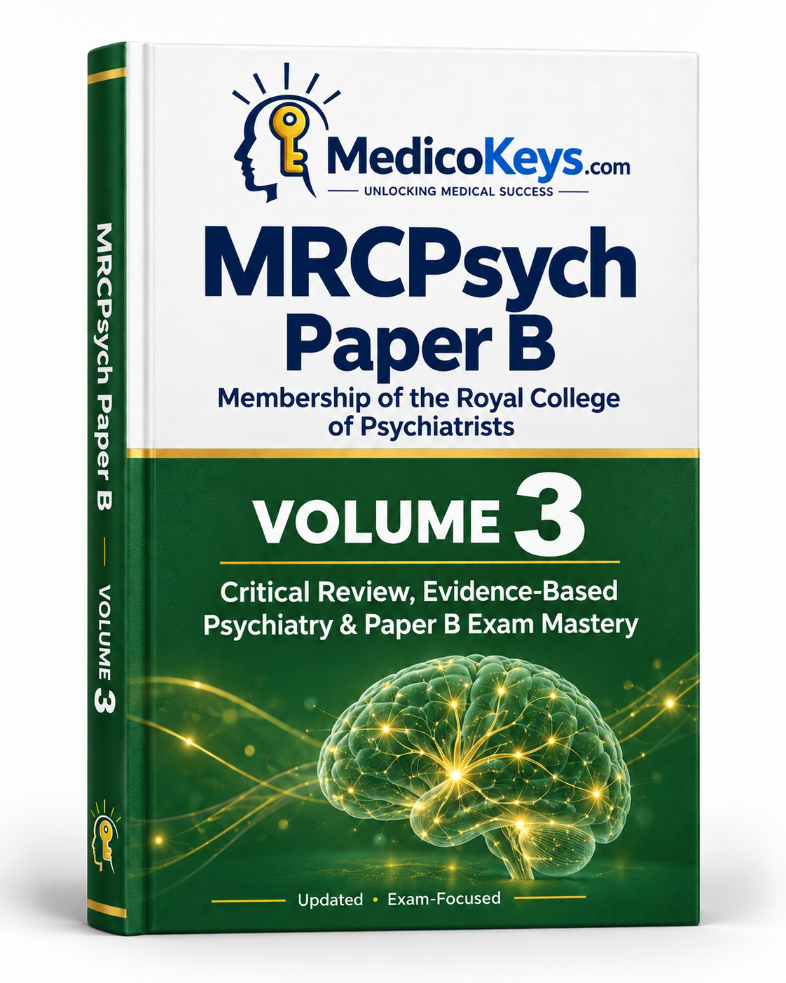 MedicoKeys MRCPsych Paper B Volume 3 eBook cover for Critical Review, Evidence-Based Psychiatry, statistics, research methods and exam preparation