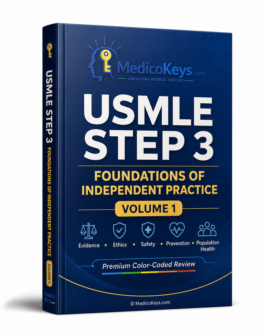 MedicoKeys USMLE Step 3 Volume 1 Foundations of Independent Practice premium updated high-yield color-coded exam-focused eBook cover