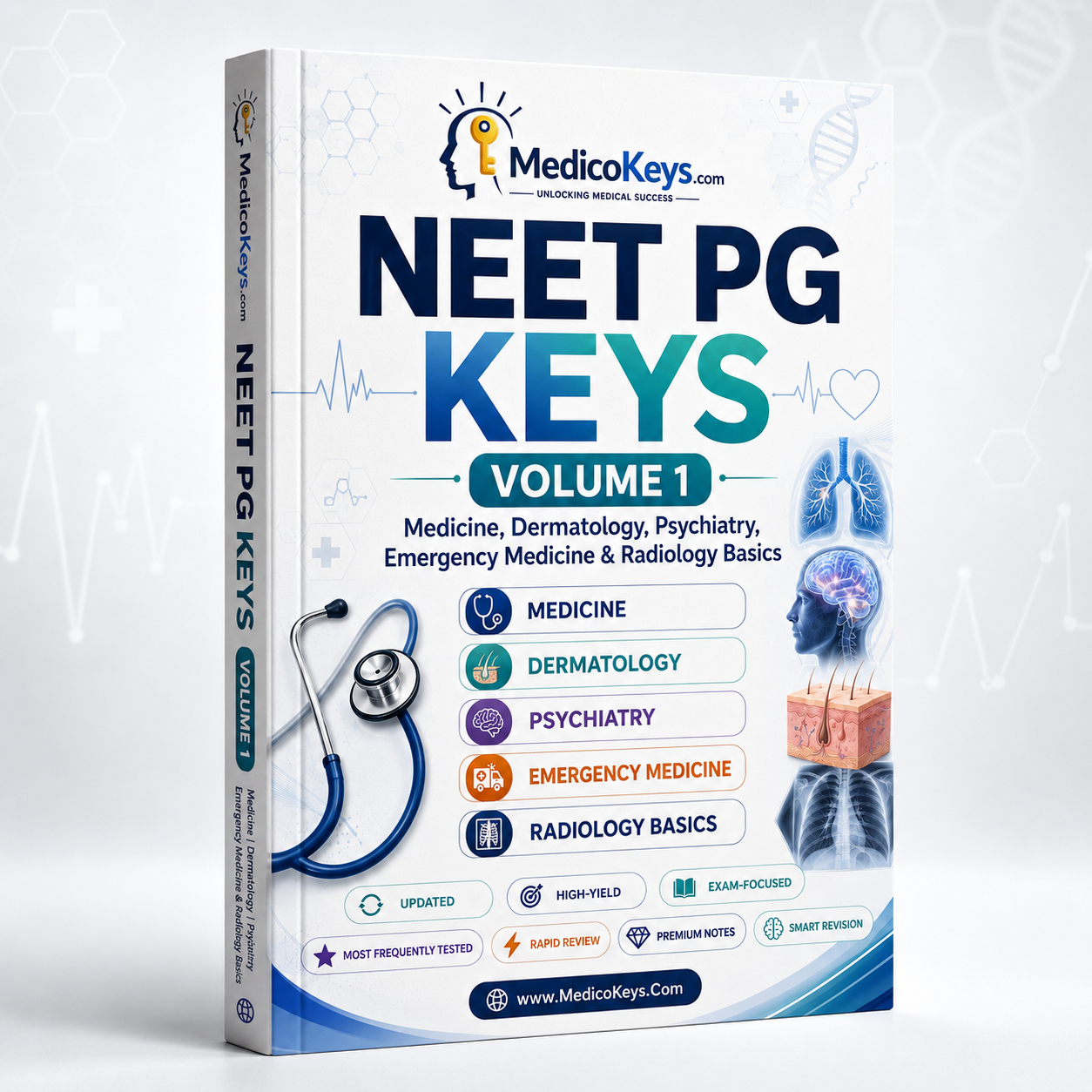 NEET PG Keys Volume 1 premium updated high-yield visual and color-coded medicine and integrated clinical specialties revision eBook