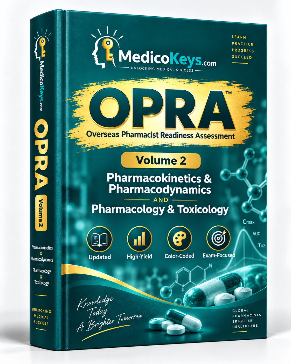 MedicoKeys OPRA Volume 2 eBook for Overseas Pharmacist Readiness Assessment covering pharmacokinetics, pharmacodynamics, pharmacology and toxicology