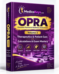MedicoKeys OPRA Volume 3 eBook for Overseas Pharmacist Readiness Assessment covering therapeutics, patient care, calculations and exam mastery