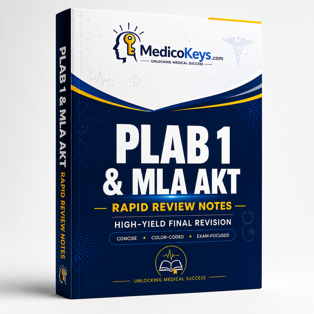 PLAB 1 and MLA AKT Rapid Review Notes premium updated high-yield and color-coded digital eBook for focused UK medical exam final revision