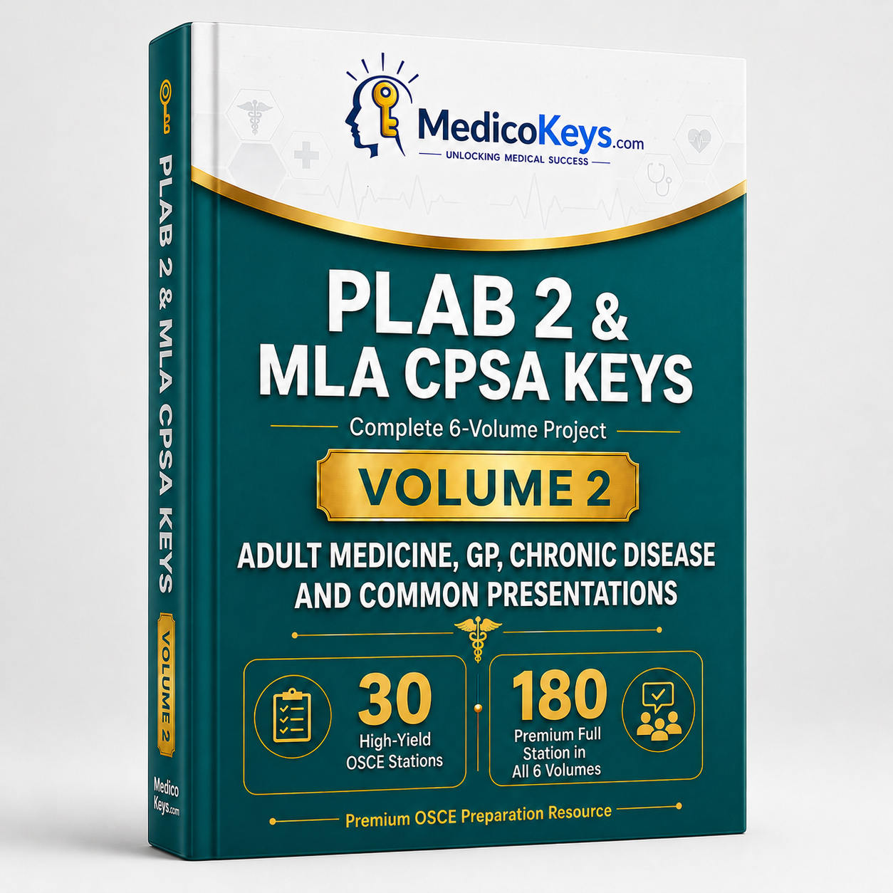Premium updated PLAB 2 and MLA CPSA Volume 2 OSCE eBook covering adult medicine, GP, chronic disease and common UK clinical presentations