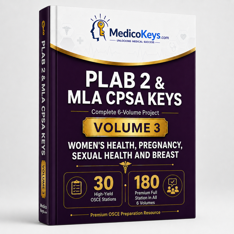 Premium updated PLAB 2 and MLA CPSA Volume 3 colour-coded OSCE eBook covering women’s health, pregnancy, obstetrics, gynaecology, sexual health and breast presentations