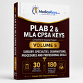 Premium updated PLAB 2 and MLA CPSA Volume 5 colour-coded OSCE eBook covering surgery, clinical examinations, procedures, interpretation and professional skills