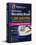 Capa do eBook Revalida Brasil com 1.200 questões e casos clínicos comentados, 12 simulados completos e conteúdo premium, atualizado, colorido, de alto rendimento e focado na Primeira Etapa