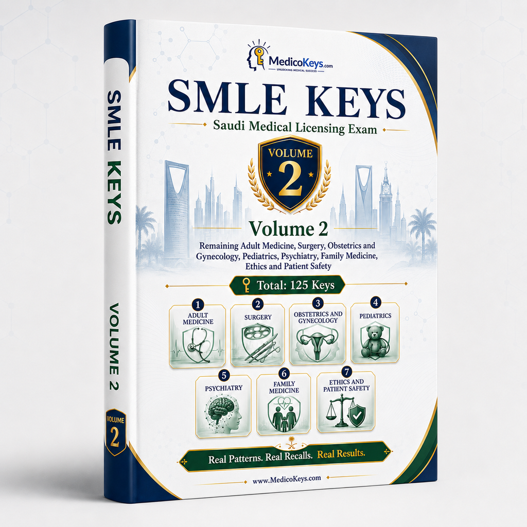 SMLE Keys Volume 2 — updated, high-yield, visual and color-coded Saudi Medical Licensure Examination revision eBook by MedicoKeys