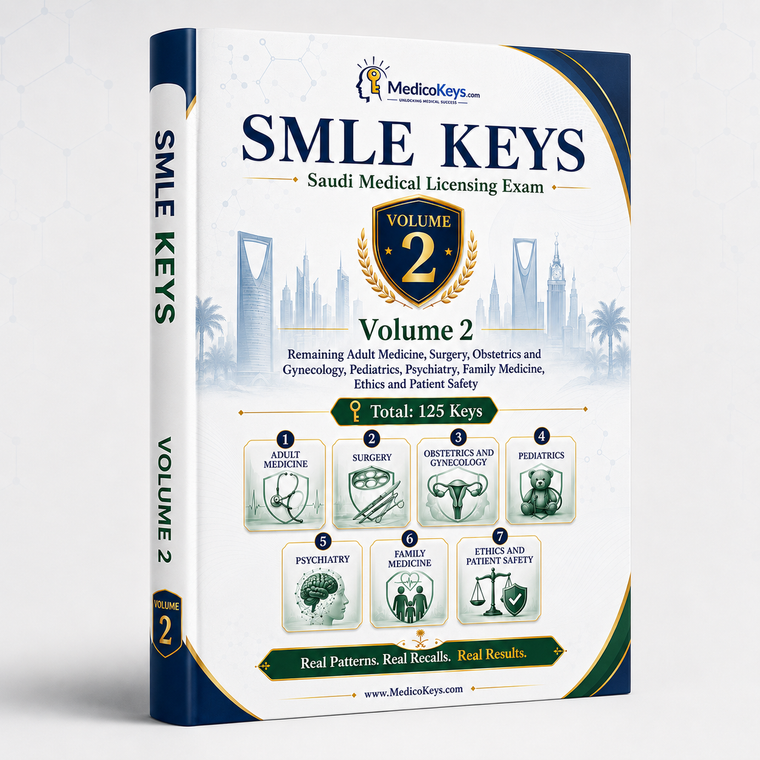 SMLE Keys Volume 2 — updated, high-yield, visual and color-coded Saudi Medical Licensure Examination revision eBook by MedicoKeys