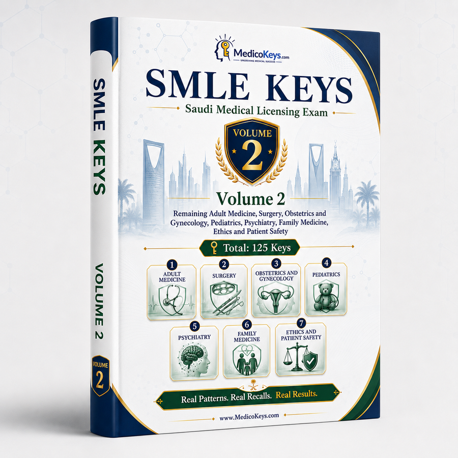 SMLE Keys Volume 2 — updated, high-yield, visual and color-coded Saudi Medical Licensure Examination revision eBook by MedicoKeys