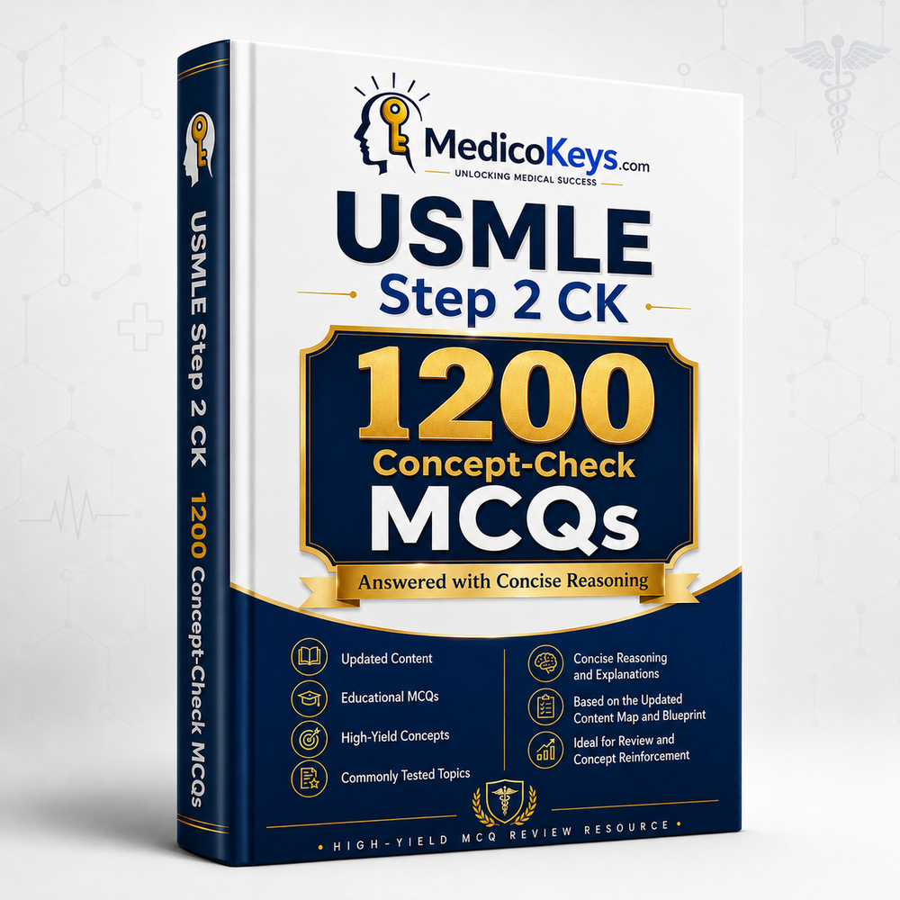 USMLE Step 2 CK 1200 Concept-Check MCQs cover featuring updated high-yield educational questions with answers and concise reasoning