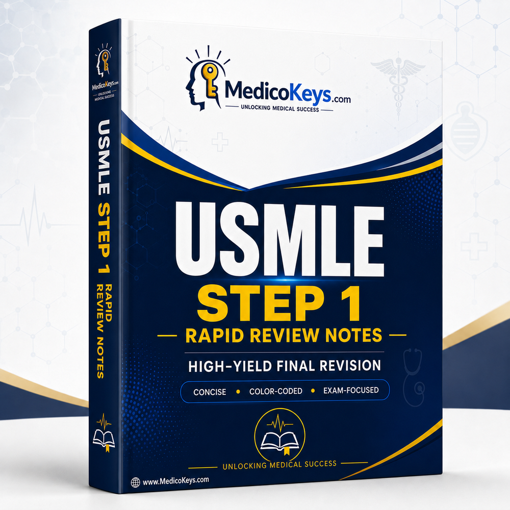 USMLE Step 1 Rapid Review Notes premium updated visual and color-coded final revision eBook covering high-yield mechanisms, associations, integrated concepts and exam traps
