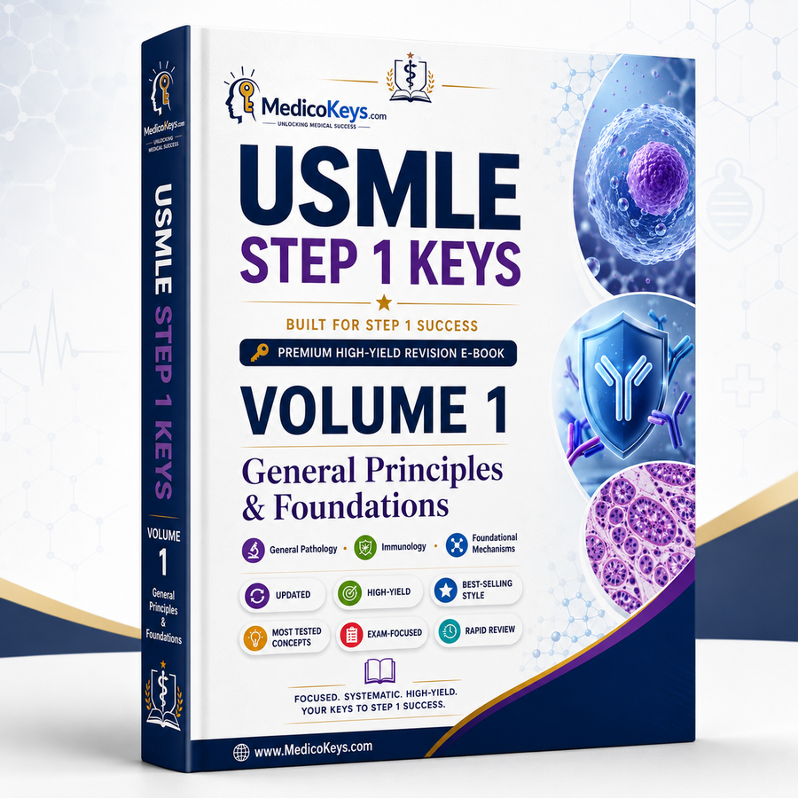 USMLE Step 1 Keys Volume 1 premium visual and color-coded eBook covering general pathology, immunology and foundational medical mechanisms
