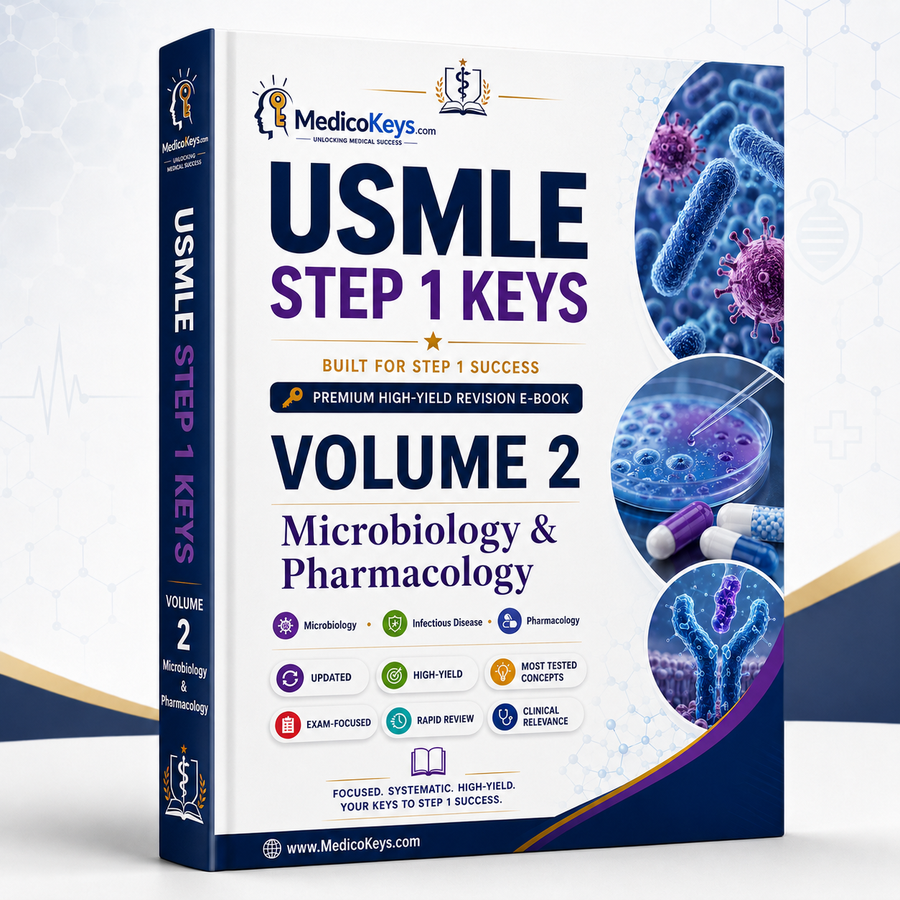 USMLE Step 1 Keys Volume 2 premium updated visual and color-coded eBook covering microbiology, infectious disease, pharmacology, drug mechanisms and exam traps