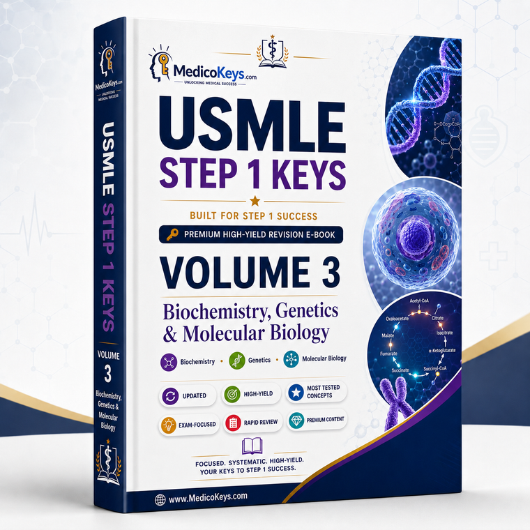 USMLE Step 1 Keys Volume 3 premium updated visual and color-coded eBook covering biochemistry, genetics, molecular biology, metabolism and exam traps